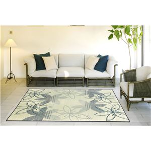 い草 ラグマット/絨毯 【約230×230cm ブルー】 表面：イ草100％ 湿度調整機能 防キズ加工 『フェアリー』 〔リビング〕【代引不可】