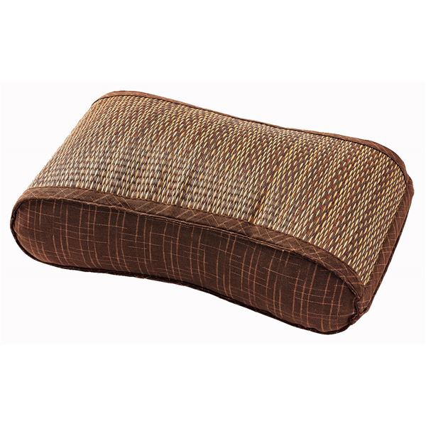 い草 枕 寝具 約幅35×奥行20×高さ10cm ブラウン 表面：イ草100％ 南風 なんぷう ウェーブ枕 リビング ベッドルーム 寝室【代引不可】