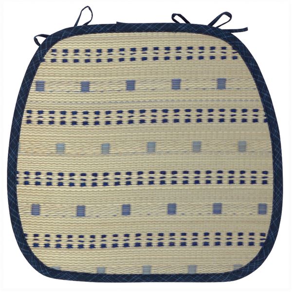 い草 椅子クッション 約幅40×奥行38cm ブルー 表面：イ草100％ バテイクッション ポルコ シートクッション リビング【代引不可】