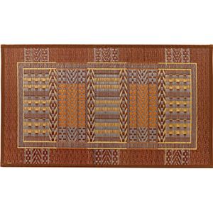 国産い草 玄関マット/フロアマット 【約70×120cm ブラウン】 日本製 縁：綿100％ 裏貼り 『オリエンタル』 〔入口〕【代引不可】