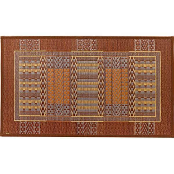 国産 い草 玄関マット 約70×120cm ブラウン 日本製 縁：綿100％ 滑りにくい加工 裏貼り オリエンタル リビング 廊下【代引不可】