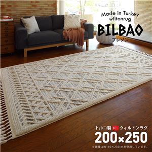 トルコ製 ラグマット/絨毯 【約200×250cm】 長方形 折りたたみ可 『BILBAO プレゾン』 〔リビング ダイニング〕【代引不可】