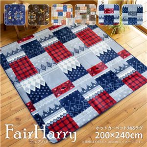 ラグマット/絨毯 【約200×240cm レッド】 防キズ加工 ホットカーペット 床暖房対応 『フェアハリー』 〔リビング〕【代引不可】
