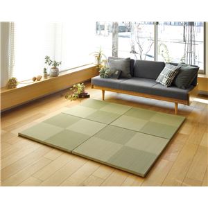 PP 置き畳/ユニット畳 【65×65×2.5cm グリーン】 洗える 抗カビ 消臭 防滑加工 『市松模様 いちまつもよう』 〔リビング〕【代引不可】
