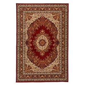折りたたみ式 ウィルトンラグマット/絨毯 【240×340cm レッド】 洗える ホットカーペット 床暖房 『シャハリヤ』 〔リビング〕【代引不可】