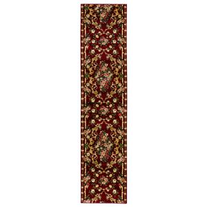 ウィルトン 廊下カーペット/絨毯 【80×240cm レッド】 トルコ製 ホットカーペット 床暖房対応 『ロゼ』 〔玄関〕【代引不可】
