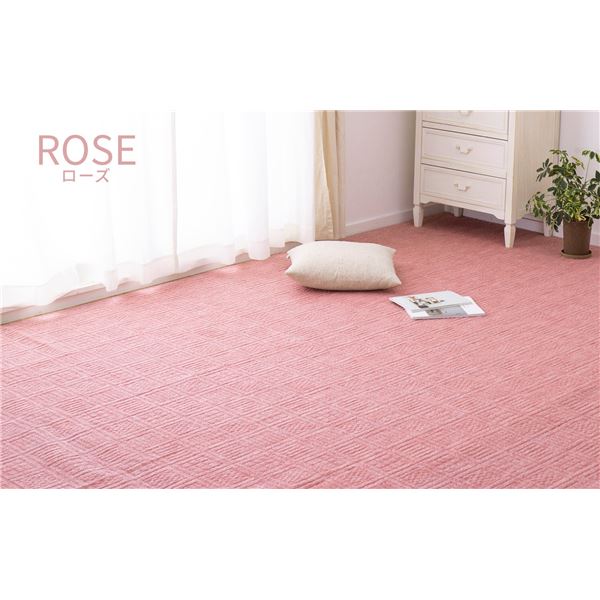 ラグマット 絨毯 江戸間1帖 約87×176cm ローズ 日本製 軽量 折りたたみ 床暖房対応 平織カーペット アンバー リビング【代引不可】