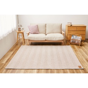 ラグマット 絨毯 約230×230cm ブラウン 洗える ヘリンボンラグ 滑り止め付 ホットカーペット 床暖房可 オールシーズン リビング