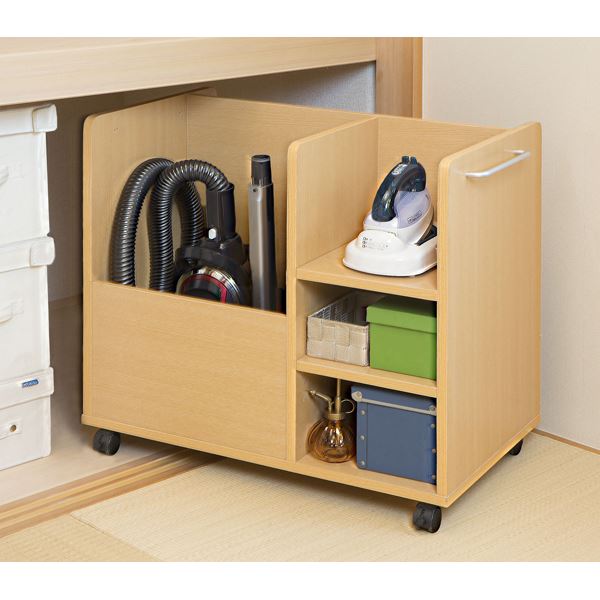 押入れ収納ラック/収納ワゴン 【幅70cm×奥行44cm】 取っ手・キャスター付き アイロン台収納スペース有り