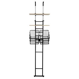 突っ張り式洗濯機ラック 棚2枚+バスケット2個 type ブラック【組立品】【代引不可】