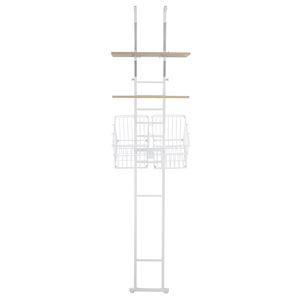 突っ張り式洗濯機ラック 棚2枚+バスケット2個 type ホワイト【組立品】【代引不可】