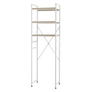 冷蔵庫ラック キッチンラック 幅55〜75cm ホワイト 幅調整可 伸縮式 オープンラック キッチン収納 収納家具 隙間収納 組立品