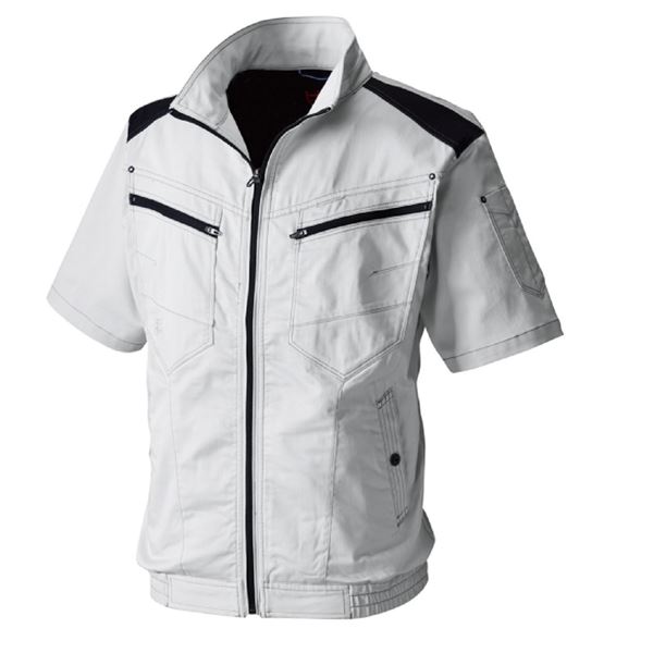 村上被服 HOOH 半袖ブルゾン(ストレッチ) V9507 シルバーグレー サイズ：6L 服単品 〔バッテリー・ファン・ケーブル別売〕