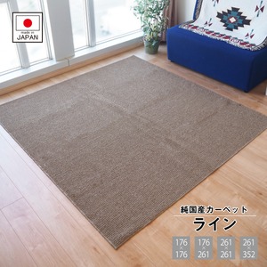 国産 カーペット ラグマット/絨毯 【約2畳 約176cm×176cm ブラウン】 日本製 抗菌 防臭 ホットカーペット対応 『ライン』【代引不可】