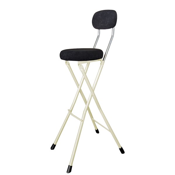 折りたたみ椅子 ラウンドクッションチェアハイトール ブラック／ミルキーホワイト【代引不可】