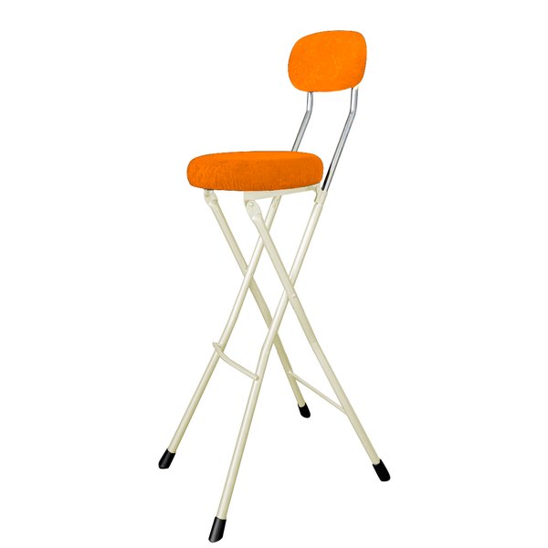 折りたたみ椅子 ラウンドクッションチェアハイトール オレンジ／ミルキーホワイト【代引不可】