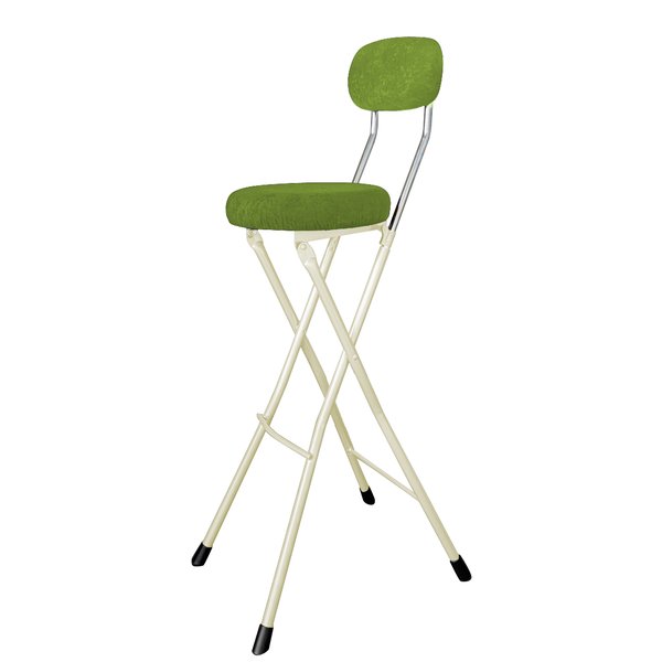 折りたたみ椅子 ラウンドクッションチェアハイトール グリーン／ミルキーホワイト【代引不可】