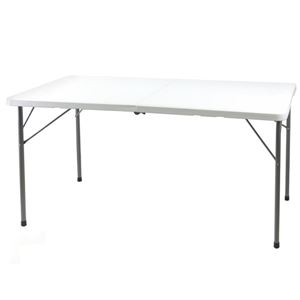 作業テーブル アウトドアテーブル 約幅154×奥行70×高さ74cm 折りたたみ 強化プラスチック天板 スチール キャンプ バーベキュー