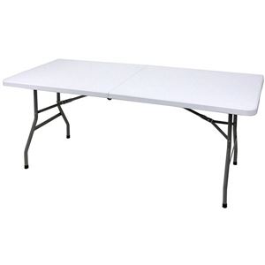 作業テーブル アウトドアテーブル 約幅74×長さ180×高さ74cm 折りたたみ 強化プラスチック天板 スチール キャンプ バーベキュー