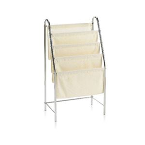 マガジンラック 雑誌収納 約幅34.5×奥行21.5×高さ62cm スチールパイプ 綿布 クロムメッキ 組立品 店舗 オフィス