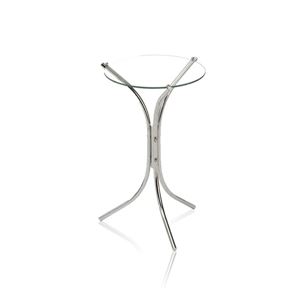 サイドテーブル ミニテーブル 約幅31.5cm ガラス スチールパイプ 組立品 リビング ベッドルーム 組立品 リビング