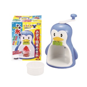 かき氷器 アイスシェーバー 約幅210mm ブルー 製氷カップ1個付き 手動型 日本製 クールズペンギン キッチン 台所 子供 夏