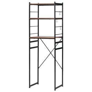 キッチン収納 収納棚 約幅58cm ブラウン 棚板付き スチールフレーム S字フック×3個 冷蔵庫ラック 組立品 キッチン 台所