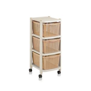 収納ワゴン 収納棚 約幅31.5cm ハイグレー×ベージュ キャスター付 通気性 ニュークローゼットラック 3D キッチン ダイニング