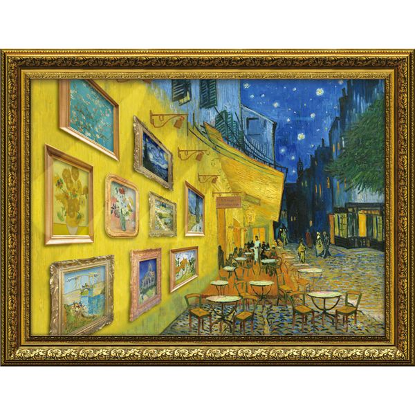 ユーパワー 白石創多 Gel加工 アートフレーム 「ゴッホの夜のカフェギャラリー」