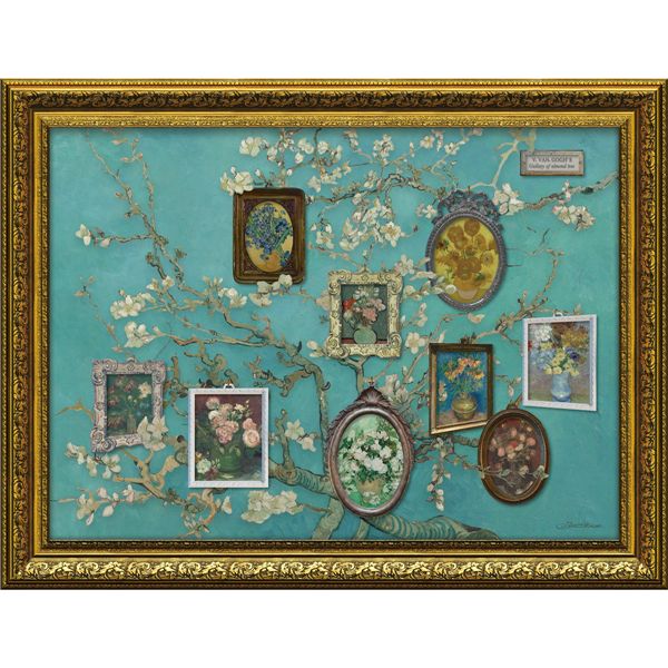 ユーパワー 白石創多 Gel加工 アートフレーム 「ゴッホのアーモンドツリー フラワーギャラリー」