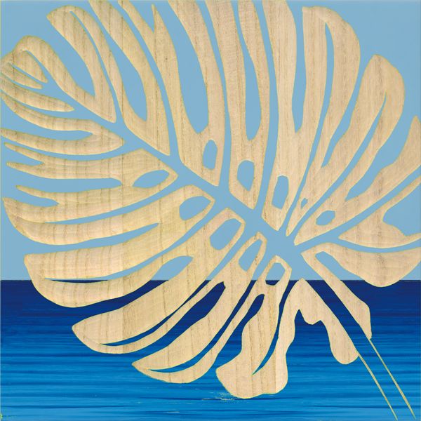 ユーパワー ウッドスカルプチャーアート 〜シングル モンステラ2〜 ブルー+ナチュラルペイント