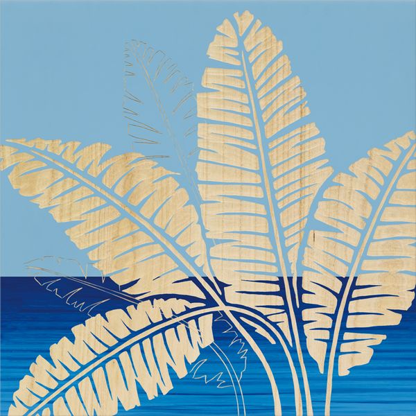 ユーパワー ウッドスカルプチャーアート 〜バナナリーフ〜 ブルー+ナチュラルペイント