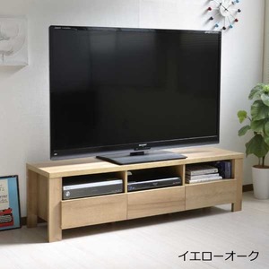 薄型 テレビ台/テレビボード 【ロータイプ イエローオーク】 幅150cm 脚付き 引き出し付き 〔リビング ダイニング〕 【組立品】