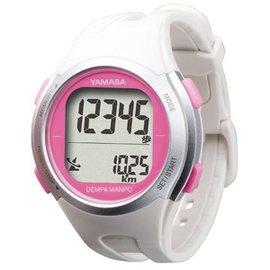 電波時計内蔵腕時計型 ウォッチ万歩計 DEMPA MANPO ホワイト×ピンク TM500-WP