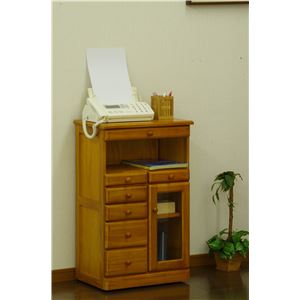 マルチFAXラック/リビングチェスト 【シングル】 幅48cm 木製 扉部分：アクリル製 隠しキャスター付 ブラウン 【完成品】【代引不可】