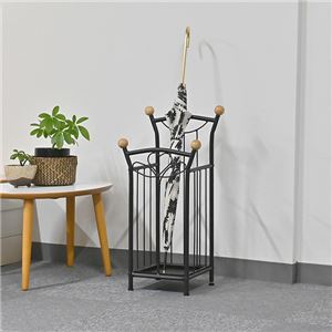 コンパクト レインラック/傘立て 【ブラック】 幅27cm 受皿：取り外し可 収納目安：傘約10本【代引不可】