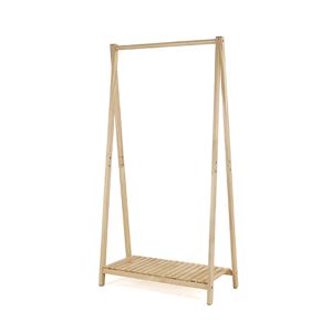 ハンガーラック 衣類収納 約幅75cm 1段 ナチュラル 木製 棚付き 脚裏クッションシート付き インテリア家具 収納家具 組立品