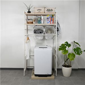 ランドリーラック 伸縮式 幅65〜95cm 収納ラック 洗濯用品 収納家具 ランドリー収納 組立品