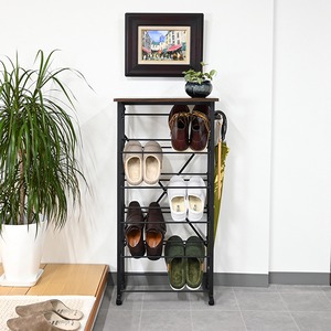 下駄箱 幅約50.5cm ブラック スチール 通気性 スリム オープンタイプ 魅せるシューズラック 収納家具 玄関収納 組立品