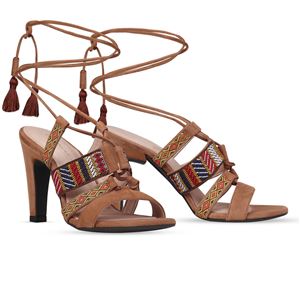 ヒール付け替え可能サンダル/婦人靴 【Indie Brown/Block 10cm ブラウン系 38(25cm相当)】 Mime et moi ミミ・エ・モイ - 拡大画像