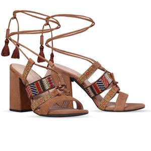 ヒール付け替え可能サンダル/婦人靴 【Indie Brown/Super Block 10cm ブラウン系 38(25cm相当)】 Mime et moi ミミ・エ・モイ - 拡大画像