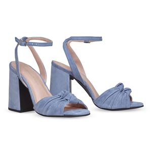 ヒール付け替え可能サンダル/婦人靴 【Denim Twirl/Super Block 10cm ブルー系 39(26cm相当)】 Mime et moi ミミ・エ・モイ - 拡大画像