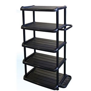 シューズラック5段 組立式 ダブル ブラック （58.3×31×高90.3cm）