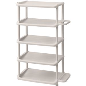 シューズラック5段 組立式 ダブル ベージュ （58.3×31×高90.3cm）