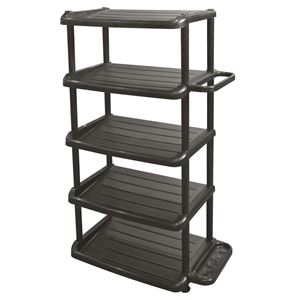 シューズラック5段 組立式 ダブル ブラウン （58.3×31×高90.3cm）