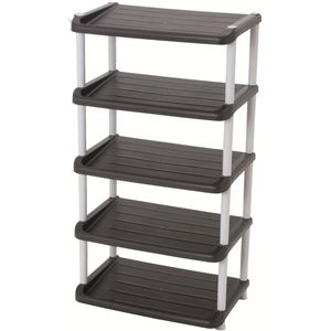 シューズラック5段 組立式S ダブル ブラウン （50.3×31×高90.3cm）