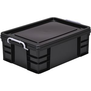 収納コンテナ 日本製 セーフティBOX6型・ブラック （幅44×奥64.8×高23.5cm）