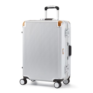 軽量 スーツケース/旅行カバン 【34L シルバー】 1～3泊用 ポリカーボネード TSAロック 4輪ダブルキャスター スイスミリタリー【代引不可】
