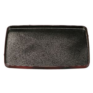 尺3 長角竹型盆/トレー 【すす竹内黒SL】 390mm×280mm×20mm 日本製 〔和食 レストラン 店舗 お店〕【代引不可】