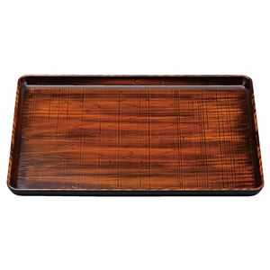 尺3 荒彫奥広盆/トレー 【栃塗SL】 392mm×307mm×22mm 日本製 〔和食 レストラン 居酒屋 店舗 お店〕【代引不可】